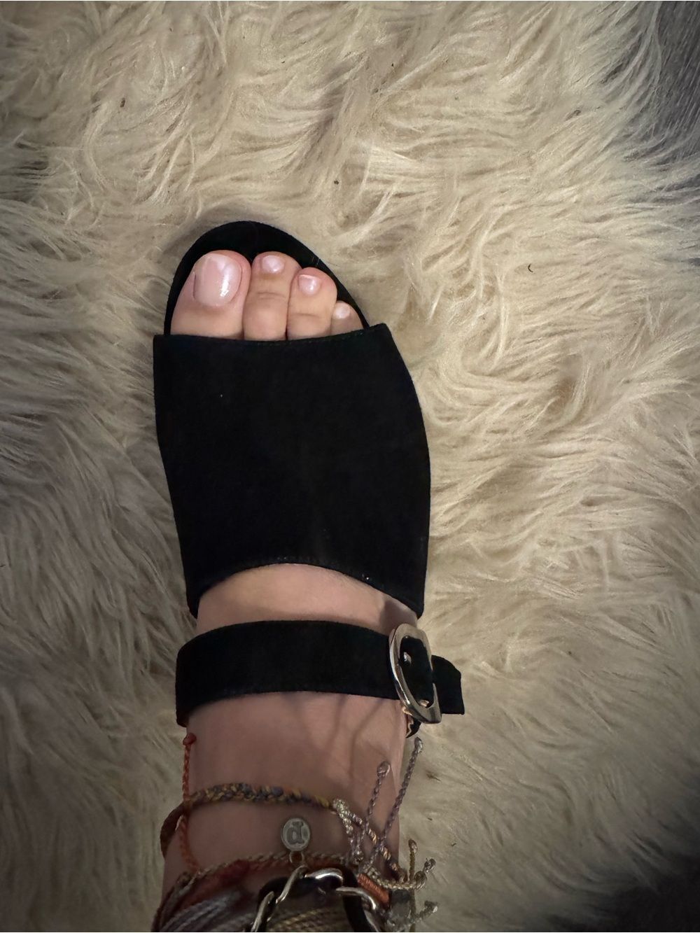 AEROSOLES COSMIC BLACK Women's Open-Toe Suede Block Heel Sandal SIZE 9